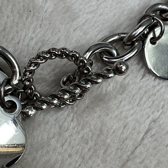 Chunky Chain Link Necklace Silver Tone Heart Dangle Love You More - Picture 4 of 6